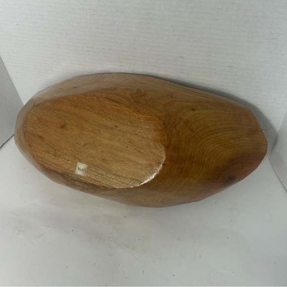 Vintage Large Handcarved Wood Bowl Centerpiece Scalloped Edge Natural Decor - Picture 5 of 6